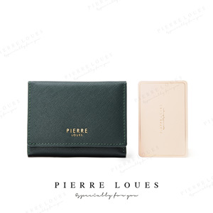 Portefeuille mini à trois volets pour femme Pierre Loues, vert, avec poche à monnaie, portable, pour un usage quotidien - Product Image 2