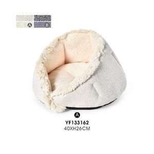 Gemütliches Haustier bett mit Kunstleder Plüsch Bunny Stoff Dekorative Fransen Design für Innen ruhe Verwendung für Katzen und kleine Hunde - Product Image 1