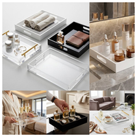 Boîte de rangement en acrylique personnalisée avec poignées pour la décoration de la maison, l'hôtel et le bureau, boîte en acrylique multifonctionnelle avec poignées