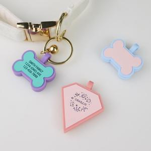 BPA Free Silicone Silent Cartoon Animal Print Dog Tags Customized Personal ID Chain Tags for Small Animals