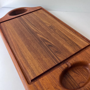 <span class=keywords><strong>Plateau</strong></span> en teck sculpté <span class=keywords><strong>de</strong></span> style danois moderne - Planche à découper - Product Image 3