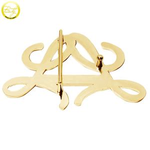 高品质定制金色标志私人带扣压铸压花字母带扣五金水晶 - Product Image 3