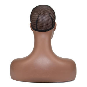 Maniquí realista negro de parte superior del cuerpo con hombros, modelo con correa de cadena, soporte inflable para exhibición de pelucas, molde de plástico para bufandas de seda, accesorio fotográfico - Product Image 3