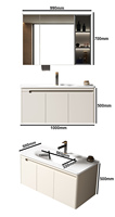 Meuble de salle de bain moderne et élégant avec miroir intelligent, vasque en céramique et armoire en alliage d'aluminium - Solution de rangement de haute qualité (certifié CE/UL)