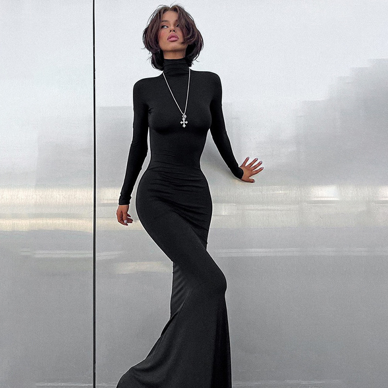 chinese dress ladies Beautiful Black Fish-Cut Indo-Western Gown main image 1