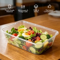 Conteneur alimentaire rectangulaire transparent en PP, jetable, personnalisé, compatible micro-ondes et congélateur, pour la préparation de repas et la vente à emporter en gros