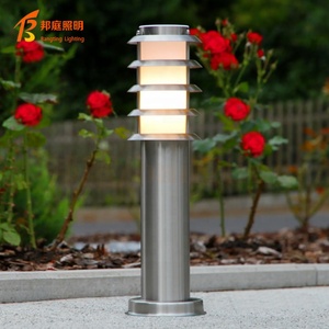 Lampu Taman Luar Ruangan E27 Model Kolom Louvered Stainless Steel Tahan Air Gaya Eropa untuk Kebun - Product Image 1