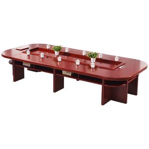 Oval Long Conference Solid Wood Veneer Multi-person Negotiation Government Party Building Conference Room <b>Table</b> and Chair Set - Product Image 1