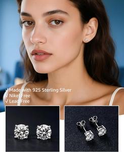 Boucles d'oreilles pendantes pour femmes et hommes en argent sterling 925 avec placage or blanc 18 carats, style romantique - Product Image 5