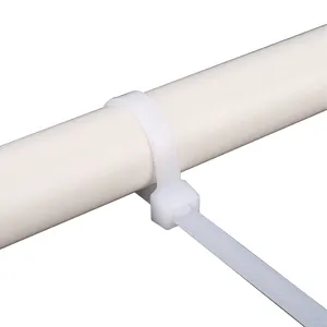Braçadeira de cabo com zíper branco ROHS 94-V2 4x150mm 200mm 250mm 300mm 350mm de alta qualidade reutilizável de plástico PA66 de nylon com travamento automático