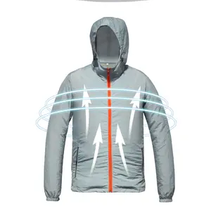 Chaqueta deportiva de refrigeración con ventilador de 7,4 V y 5200mAh, chaleco largo con aire acondicionado, dos ventiladores, cierre de cremallera, tela transpirable, estilo de verano impreso