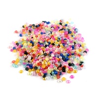 Composants de bijoux faits main DIY écologiques à motif rectangulaire, demi-perles plates en plastique imitation perle colorées en vrac