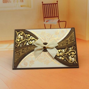 Trung Quốc Làm Bằng Tay Thanh Lịch Bằng Gỗ Thiệp Mời Đám Cưới Với Ribbon - Product Image 1