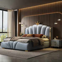 Meubles de chambre à coucher modernes de luxe rangement multifonctionnel en cuir tissu message tatami king size lits en bois à bon prix