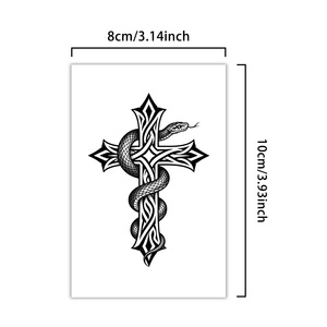 Flor Cruz tatuaje temporal diseño Animal tatuaje semipermanente resistente al agua dura 2 semanas brazo tatuaje de hierbas - Product Image 5
