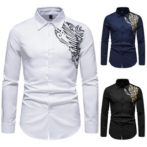 2023 nuova camicia stampata tatuaggio camicia da <span class=keywords><strong>uomo</strong></span> a maniche lunghe Casual moda europea e americana - Product Image 2