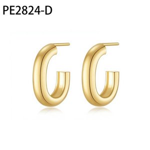 Amy Amy <b>Huggie</b> Earrings <b>Silver</b> Plated Geometric Shape For Women Classic Fashion Jewelry PE2824 - Product Image 2