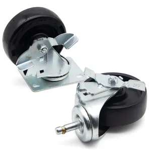 Durable noir 40mm 50mm 63mm 75mm roulette fauteuil roulant 3 pouces pu roulette double roue robuste roulette usine