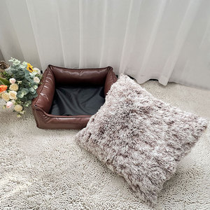 Faux Leather Dog Cat Bed <strong>Liner</strong> Square Deep Sleep <strong>Pet</strong> Bed Mat - Product Image 3