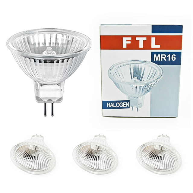 Gu5.3 12V Halogen MR16 Lamp 35W 50W 20W Transparent Glass Dimmable 2700K Soft Warm White 420LM CRI 80 2-Year Warranty