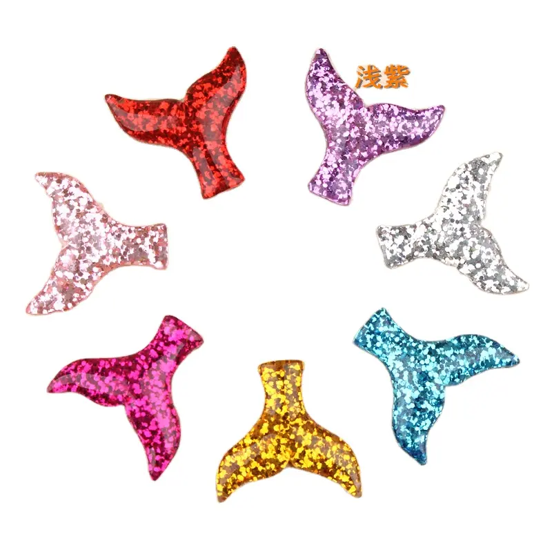 New style glitter colored flat resin mermaid tail pendant for necklace