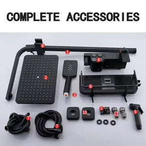 Venta al por mayor conjunto completo negro montado en la pared baño <span class=keywords><strong>ducha</strong></span> grifos conjunto baño temperatura pantalla Digital <span class=keywords><strong>ducha</strong></span> grifo Piano 4 teclas - Product Image 6