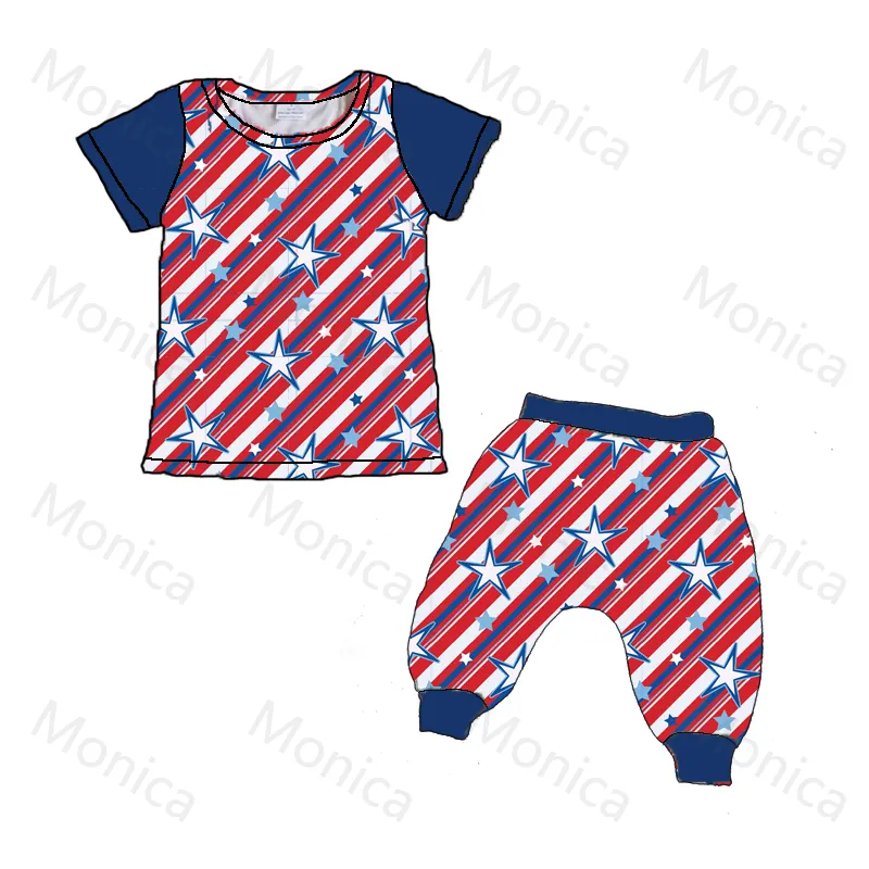 LZ2022ร้อนขายเด็กเสื้อผ้าเด็กชุด4th กรกฎาคมเด็กวัยหัดเดินเด็กทารกเสื้อ + กางเกง + กางเกง2ชิ้นชุด
