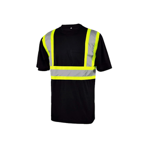 Áo Thun Tay Ngắn Màu Đen Phản Quang An Toàn Hi Vis 100% Polyester Sọc Phản Quang Cao Cấp Khâu - Product Image 2