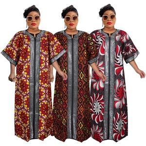 Robe <span class=keywords><strong>boubou</strong></span> florale tendance africaine, nouvelle collection, en tissu wax premium avec diamants brillants, manches courtes, pour femmes, K0657 - Product Image 1