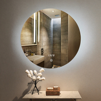Miroir rond de salle de bain rétroéclairé par LED, indice de protection IP44, miroir argenté sans cuivre de 5 mm, écologique, à fixation murale pour appartement/hôtel