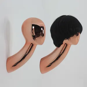 Custom beautiful wall mounted chrome mannequin head for wig