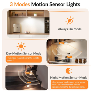 Under Cabinet Lighting,Rechargeable Motion <b>Sensor</b> Puck <b>Lights</b> with Remote,3 Color Temper, Magnetic Stick on <b>Light</b> - Product Image 3