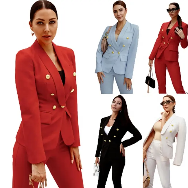 High Quality Office Lady Work Blazer Jacket And Pants For Women Two Pieces Formal Business Pant Suit