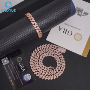Collar de Moissanita Chapado en Oro Rosa de 10MM, Corte Brillante Redondo, Engaste en Canal, Certificado GRA, Joyería de Lujo para Mujer - Product Image 1