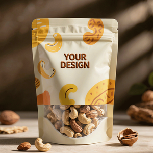 Bolsa Doypack con Cierre Hermético, Personalizable con Logotipo, Acabado Negro Mate, Ventana Transparente, para Envasado de Nueces de Anacardo, Bolsas de Mylar - Product Image 1