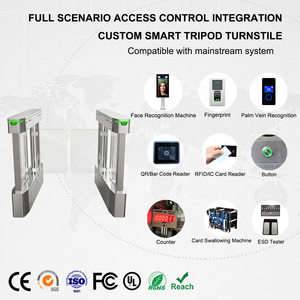 Torniquete de puerta batiente personalizado de fábrica, bidireccional, antipinzamiento, control de acceso de seguridad, lector RFID, barrera de puerta batiente de acero inoxidable SUS304 - Product Image 1
