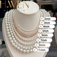 H.WEN - Hilos de Perlas de Agua Dulce Redondas de 3 mm a 10 mm, Calidad 5-6A, Perlas Naturales Sueltas para Hacer Collares y Joyería