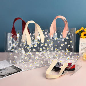 Petit sac fourre-tout en PVC transparent avec des marguerites fraîches Bonbons de mariage et cadeau d'anniversaire Compagnon Spot Petit sac cadeau de mariage frais - Product Image 3