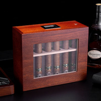 Boîte à cigares personnalisée en bois de cèdre avec finition laquée, style américain moderne et luxueux, avec fenêtres transparentes, logo personnalisé