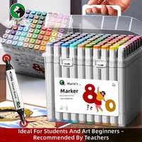 24 36 48 80 Colors Dual Tip Alcohol Art Markers Fine Broad Chisel Nibs Permanent Ink Non-Erasable PET Material Sketch Pens