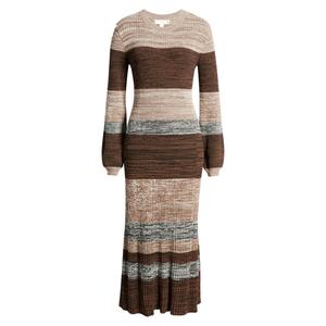 Custom O Neck Sexy Striped Pattern <b>Space</b> Dyed Long Bodycon Maxi Rib Winter Woman Sweater Knit Plus Size <b>Dress</b> - Product Image 5