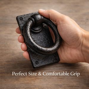 Cast Iron <b>Door</b> Knocker 5 X 3 Inch Antique Black <b>Rustic</b> Ring Traditional Decorative Front <b>Door</b> Hardware - Product Image 5