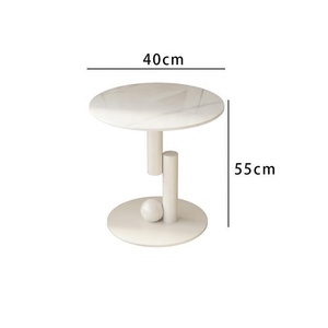 Tavolino da caffè compatto con piano in pietra color crema e struttura in acciaio inossidabile. Mobili per Soggiorno dal Design Moderno - Product Image 5