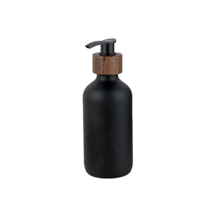 Dispensador de jabón líquido y <span class=keywords><strong>champú</strong></span> de nuevo diseño, dispensador de jabón de manos de vidrio doble para hoteles con bomba de Bambú - Product Image 1