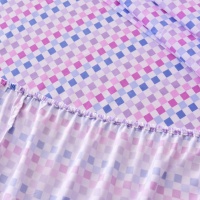 Ensemble de draps en microfibre 4 pièces, imprimé à carreaux, drap plat, drap-housse, 2 taies d'oreiller avec sac de rangement