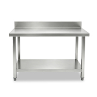 Fournisseur fiable, table de travail en acier inoxydable de qualité alimentaire 304, robuste, à double couche, avec pieds carrés, pour cuisine d'hôpital