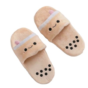 Новое поступление, меховые тапочки 2021 Boba, плюшевые тапочки, пушистые бобы, чайная чашка, мягкие тапочки Boba, плюшевые сланцы, сандалии - Product Image 4