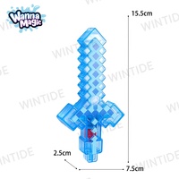 Nouveau design, pistolet à eau transparent Pixel Square Long Sword, jouet lanceur d'eau rétractable pour enfants, vente en gros pour l'été