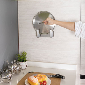 No Drill 304 Stainless Steel Kitchen <b>Pot</b> <b>Lid</b> Rack Wall Mounted Round L Size Storage Rack - Product Image 1