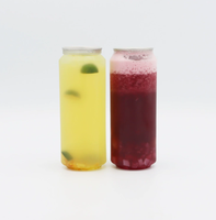 Canette de bière en plastique transparente jetable avec couvercle à languette facile à ouvrir, canette vide en PET pour soda, jus, boisson, logo personnalisé, canettes en plastique transparentes